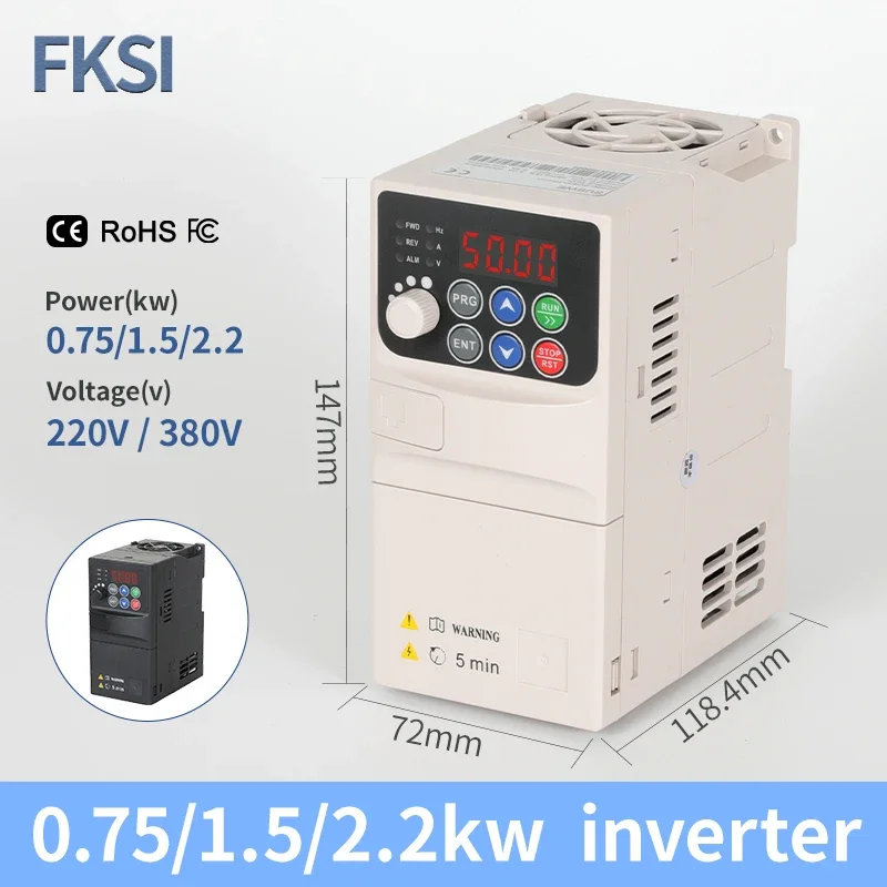 Inversor de Frecuencia Variable (VFD) de 0.75KW, 1.5KW, 2.2KW, 4KW, 1P-3P 220V, 3P-3P 380V, Convertidor de Frecuencia de Salida