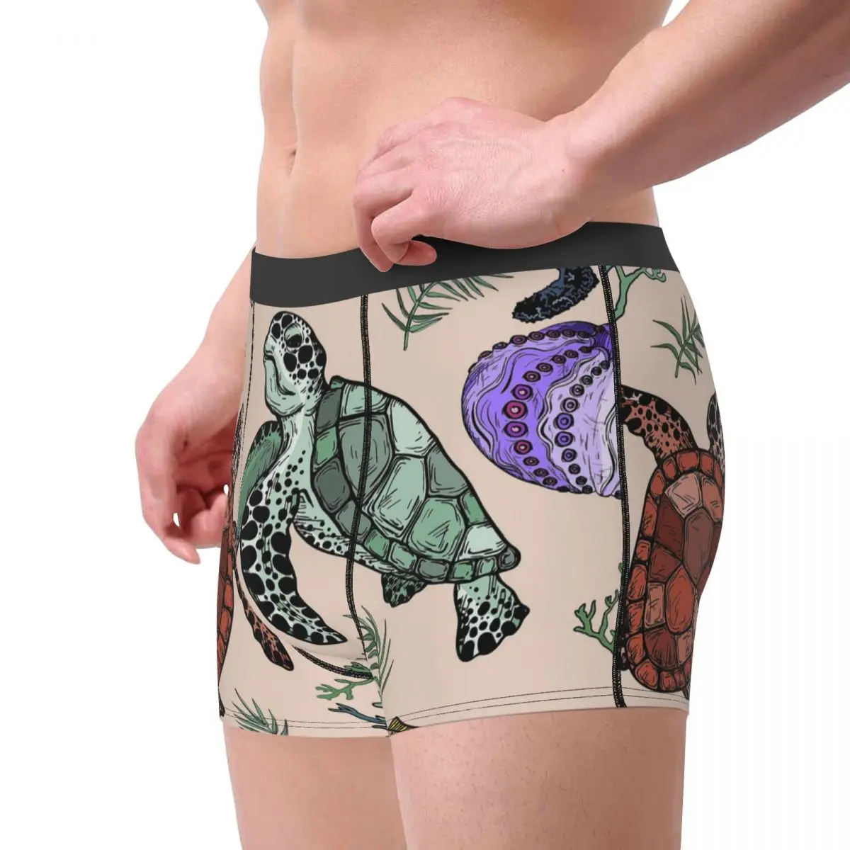 Animals of The Sea Clever Gentle Free And Happy Centenarians Turtles Underpants Breathbale Panties Male Underwear Briefs