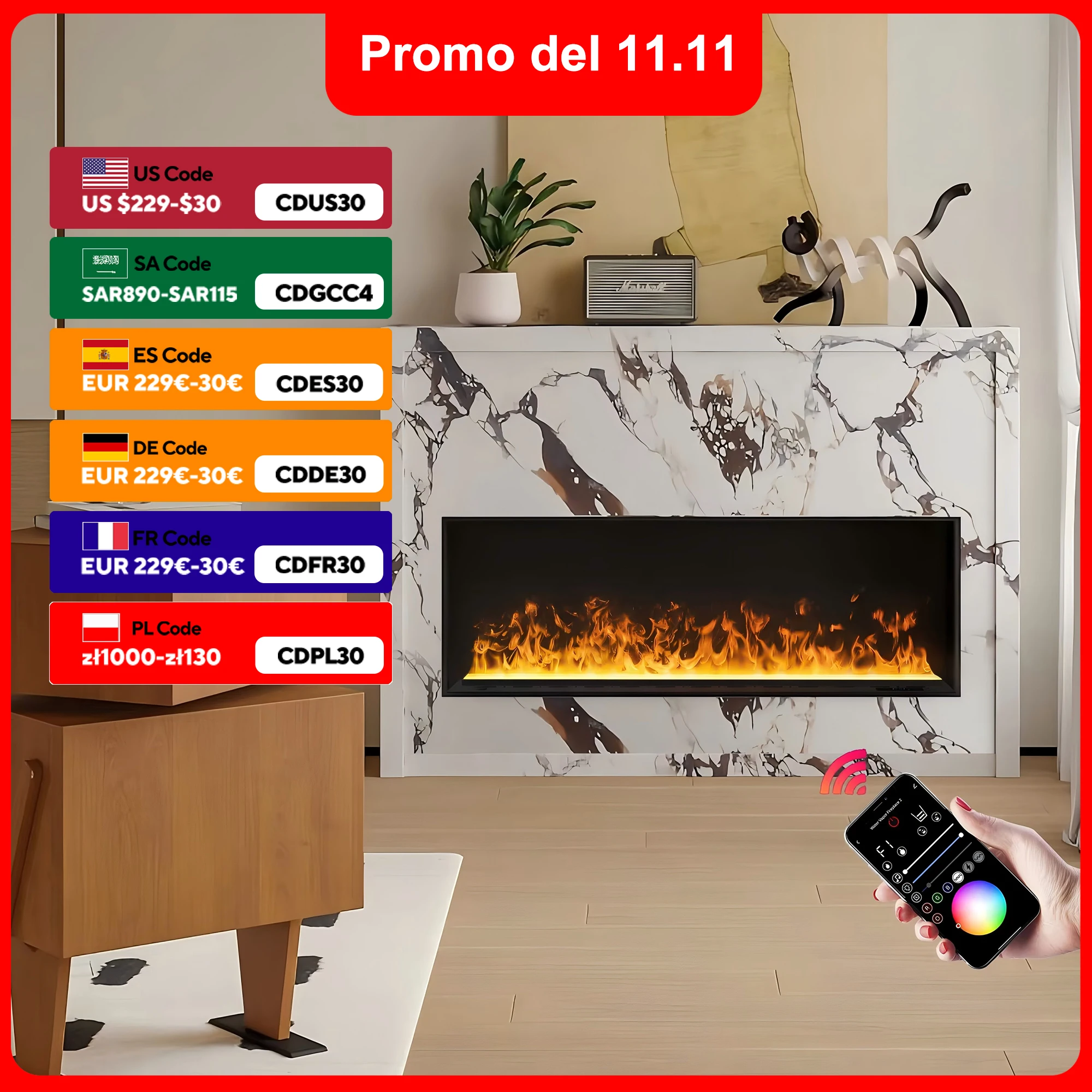 Fireplace home embedded atomization humidification TV cabinet decoration intelligent electronic fireplace core simulation flame