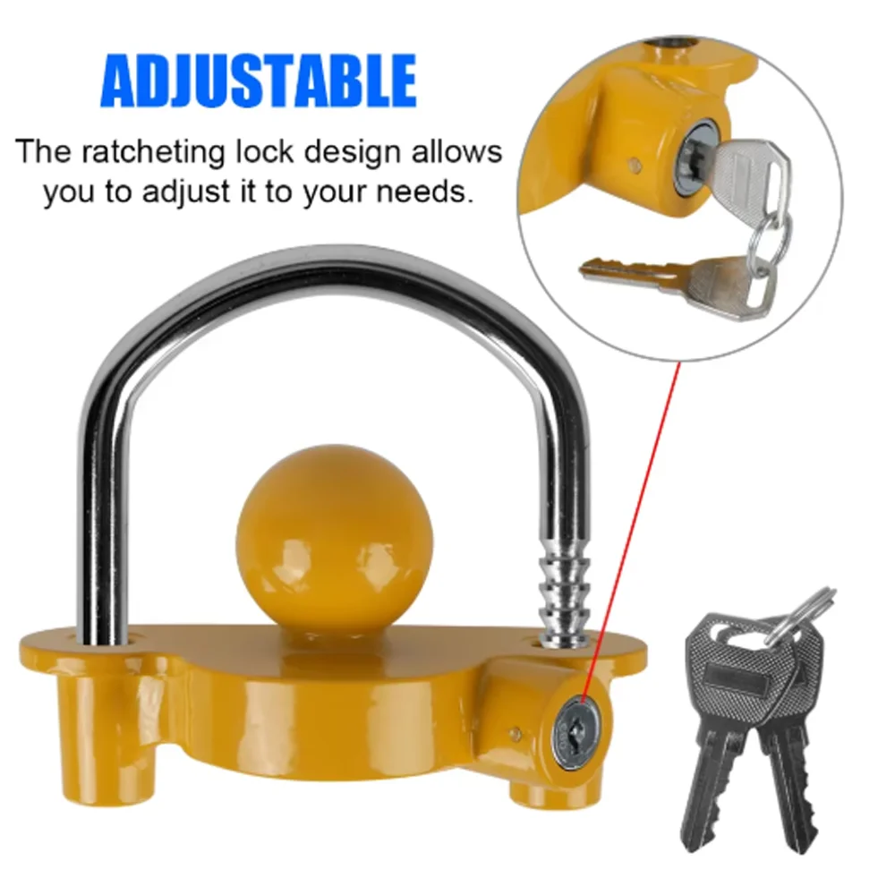 Heavy-Duty Hook Anti-Theft Trailer Lock, Universal Caravan Trailer Ball Coupler Lock, Durable Towing Security Accessory