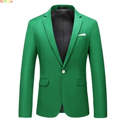 Giacca da uomo verde brillante, elegante giacca Slim, cappotto da festa nuziale adatto a tutte le stagioni taglia asiatica M-5XL 6XL