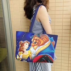 Disney Beauty and the Beast Belle Anime borse a tracolla personalizzate PU Cartoon Shopping Bag Casual Tote Storage Handbag regalo Unisex