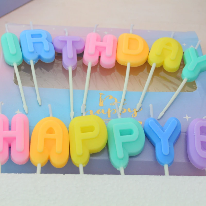 Birthday Happy Cake Candle Multicolored Letter Candle For Dessert Decorations Childrens Birthdays Party Cake Decoration Candles