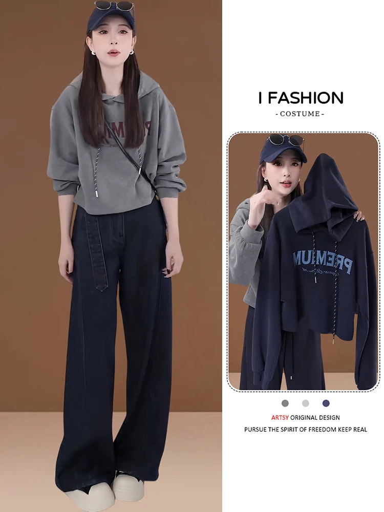 

Slimming Long Sve Letter Hoodie Women's New Sle 2026 Autumn Daily Wear Comfortable Straight Cut Korean Sle Top