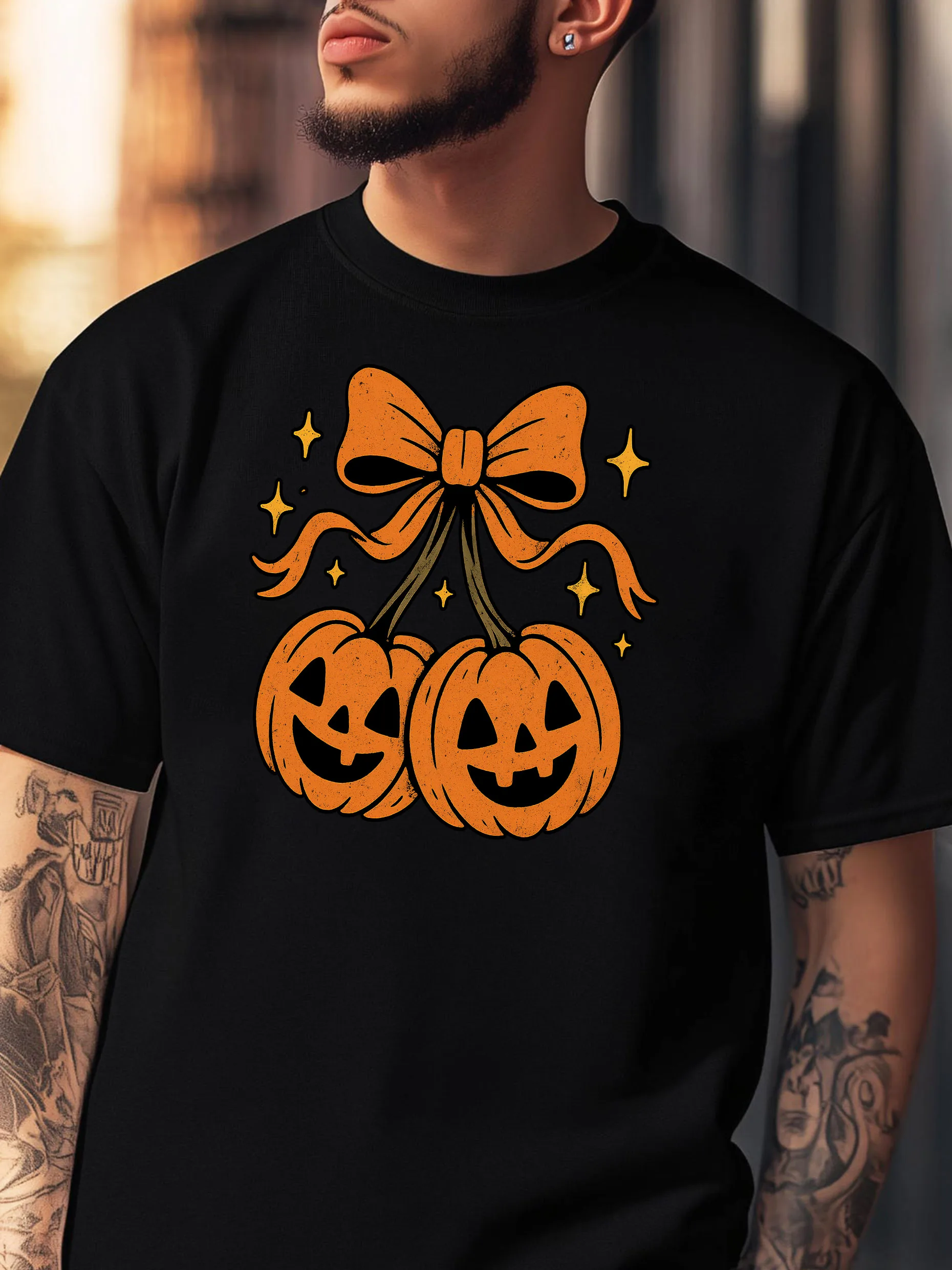 

Men's T-Shirt Rugby Printed Design, Black Short-Sleeve Crew Neck, 100% Cotton