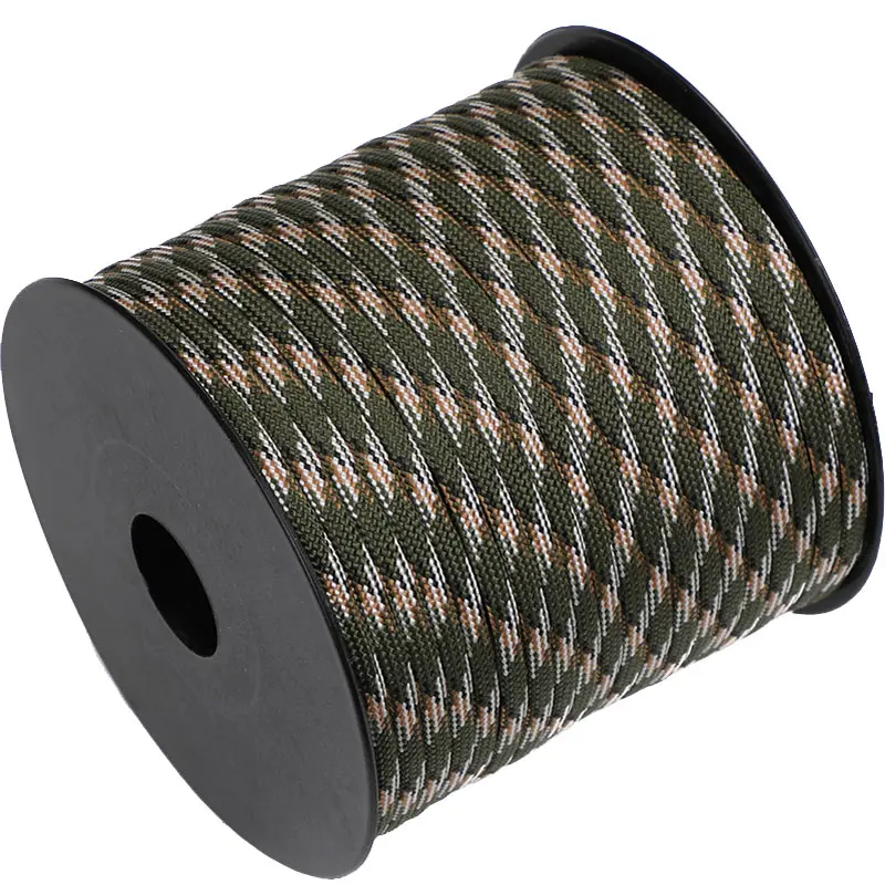 Corde de parapluie à 7 brins 100, 4mm, militaire, extérieur, polyester, parachute, camping, survie, tente, corde à linge, 50/550 M