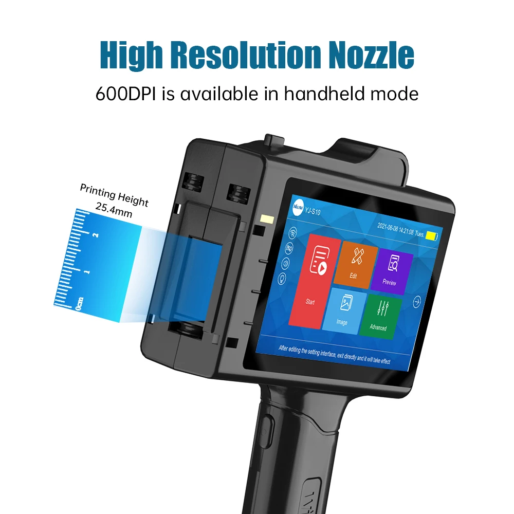 25.4mm Nozzle Handheld Inkjet Printers QR Barcode Batch Number Logo Expiry Date Time Portable Coding Machine Inkjet Printer Gun