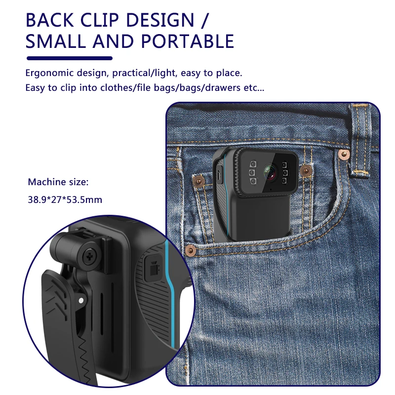 1080P HD Sports Camera IR Night Vision Loop Recording Recorder Mini Outdoor Waterproof Back Clip Portable Body Worn Camera