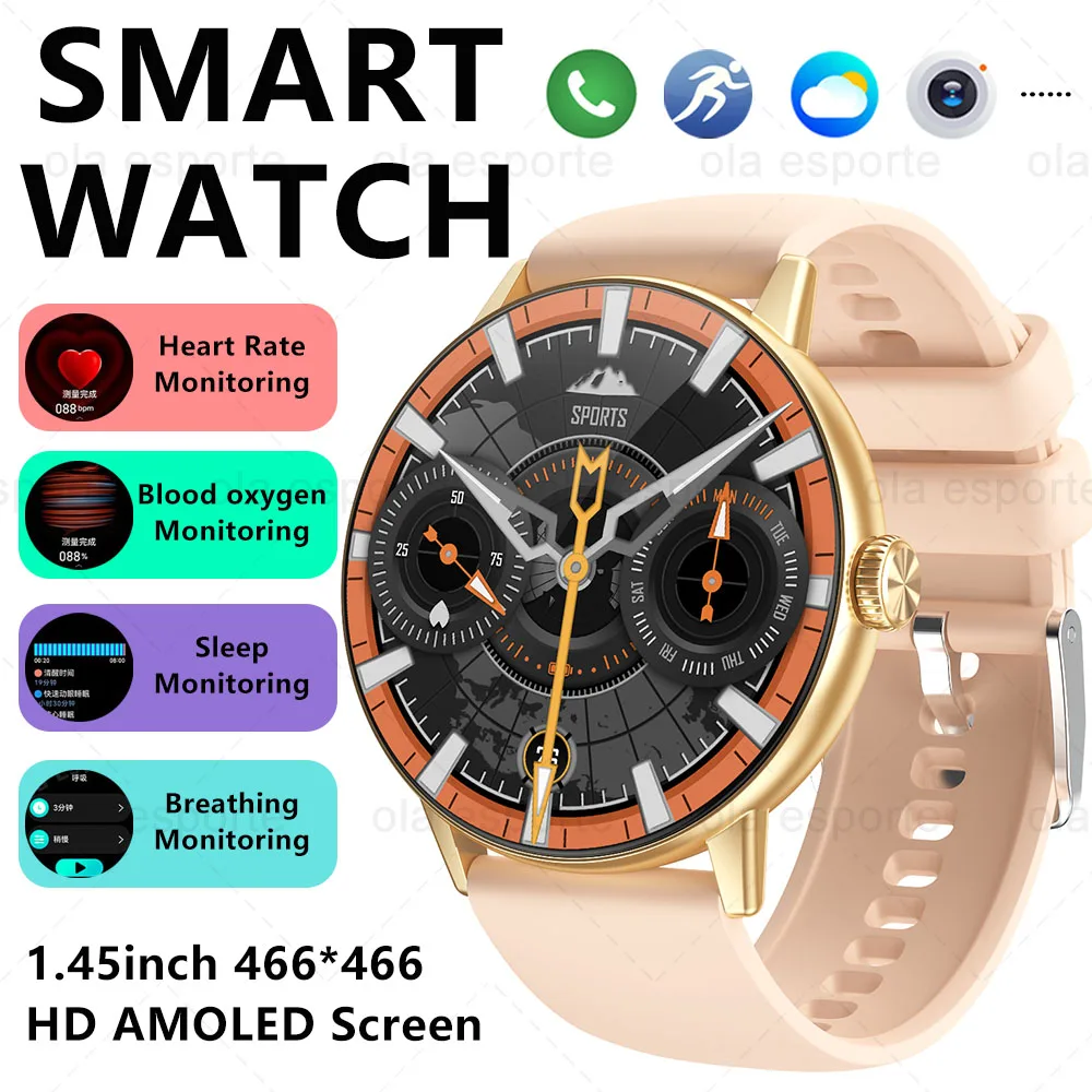 

Смарт-часы для Android IOS для мужчин и женщин 1,43-дюймовый AMOLED-экран, умные часы с беспроводным вызовом, монитор здоровья, водонепроницаемые спортивные часы