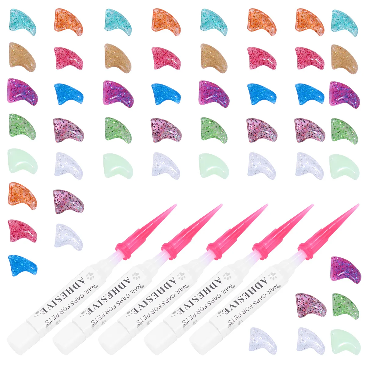 

100pcs Cat Nail Caps Natural Rubber Soft Claw Covers For Cats Scratch Protection Multi-Color Paw Protector Pet