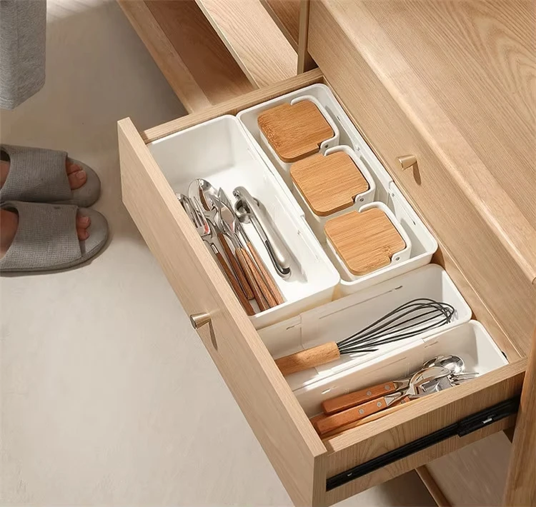 Expandable Storage Drawer Organizers, Versatile Storage Organizer Bins,Sliding Tray, Kitchen Drawer Organizers and Storage