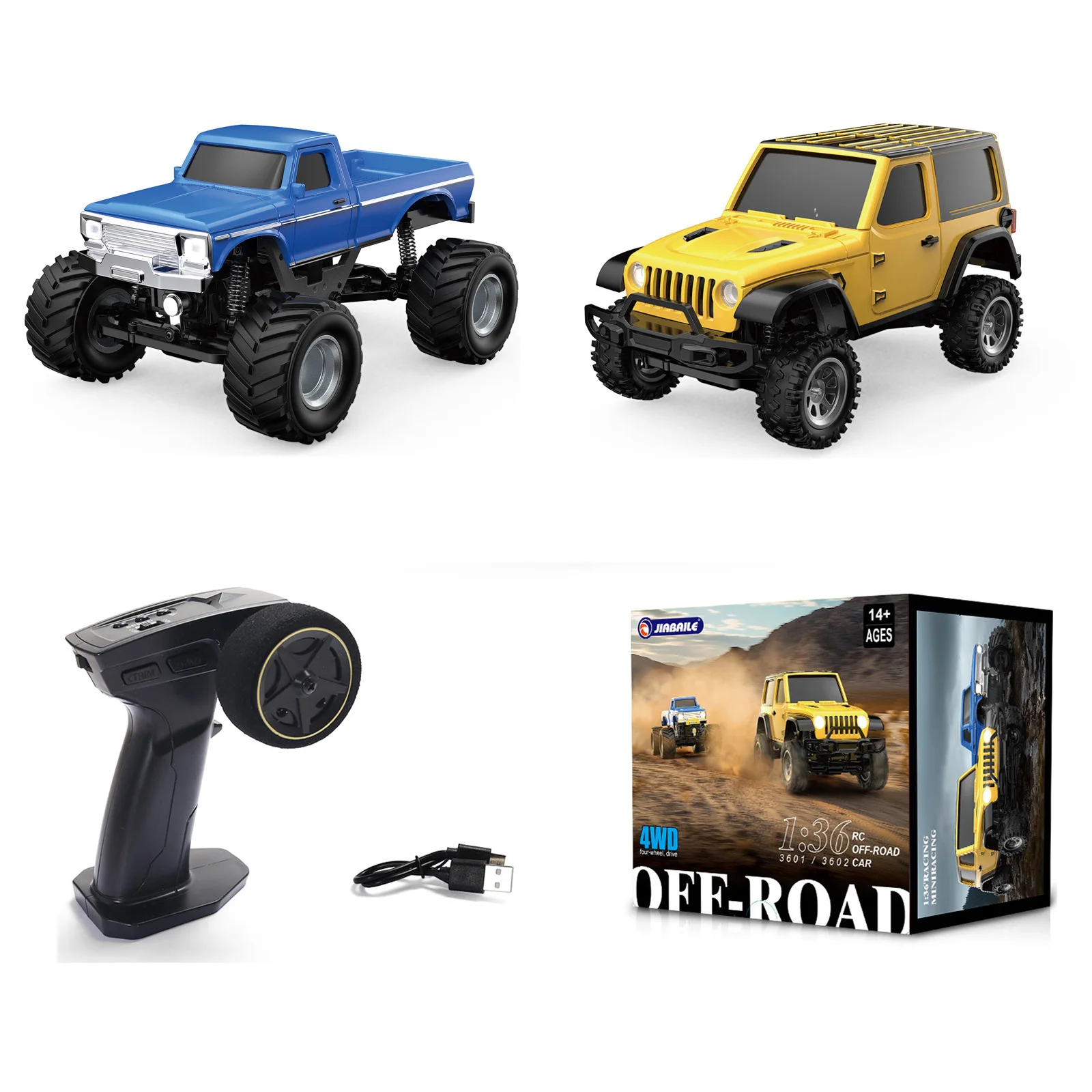 

JIABAILE 1/36 RC Crawler Car 4WD Mini Radio Control Off-road Vehicles Light System RC Car Remote Control RTR Hobby Model Gift