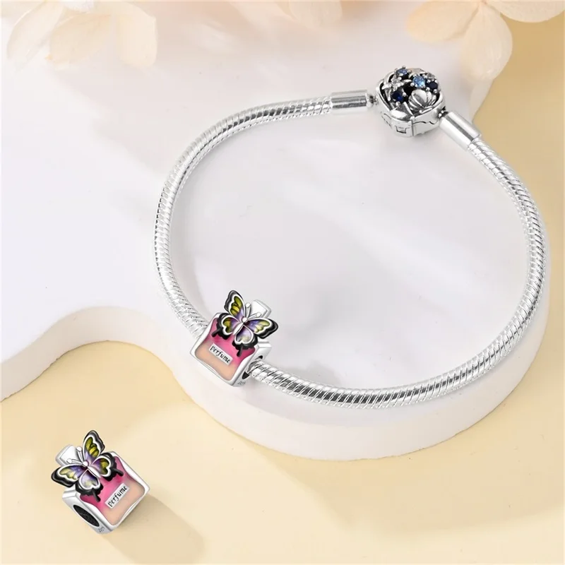 S925 Silver Perfume Bottle High Heels Princess Dress Fashion Romantic Charms Beads 3mm DIY Fine Jewelry Making