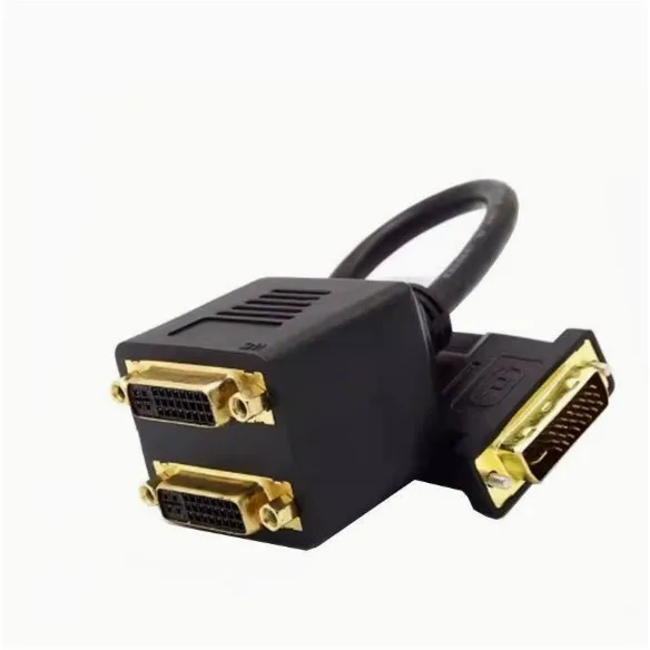dvi-1入力2出力スプリッター、1080p高解像度、オス-メス変換アダプターケーブル、銅線芯dviビデオ分配ケーブル