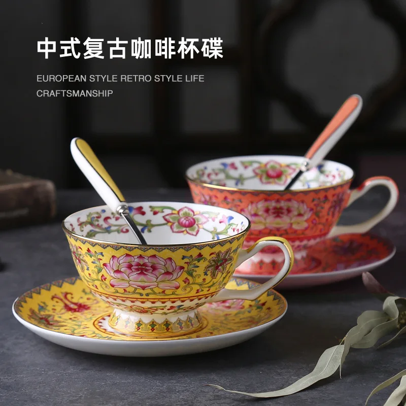 

Ceramic Palace Enamel Bone Porcelain Coffee Cup Ceramic Cup Afternoon Tea Cup Gold Plated Coffee Cup Plate Set