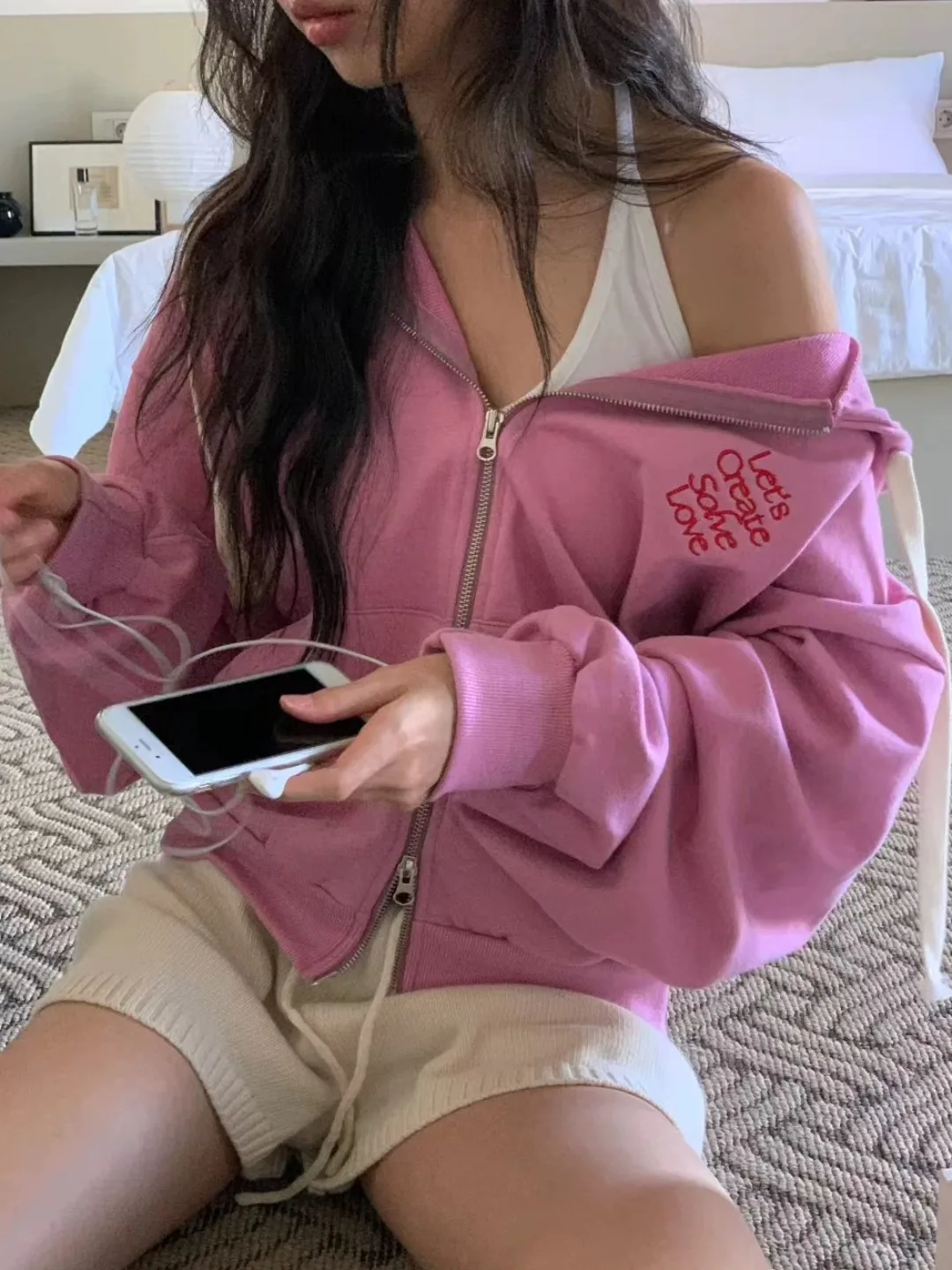 

Осенне-зимняя флисовая куртка на молнии с вышитыми буквами, в стиле Sweet Girl College, уличная одежда, стандартный крой