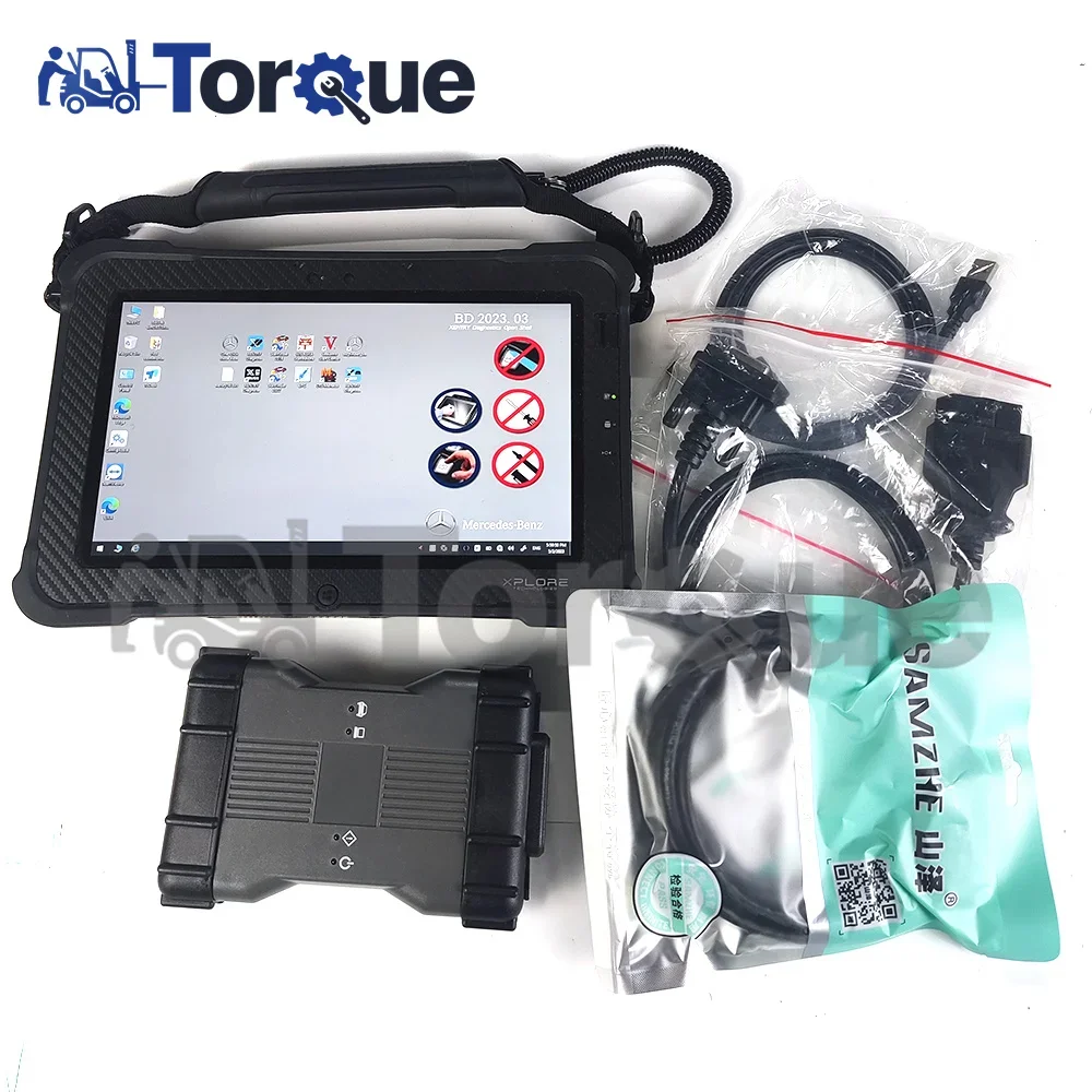 Xplore Tablet + untuk MB Star C6, alat Diagnosis VCI Mutiplexer SD Connect Xentry DAS WIS EPC untuk mobil Benz