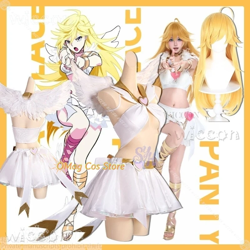 Disfraz de Halloween, bragas y medias de Anime con liguero, bragas de Cosplay, Bikini blanco Sexy, disfraz de Mujer niña