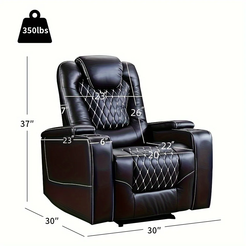 Electric Power Recliner Chair with USB Ports and Cup Holders, Breathable Leather Home Theater Seating with Hidden Arm Storage image 6