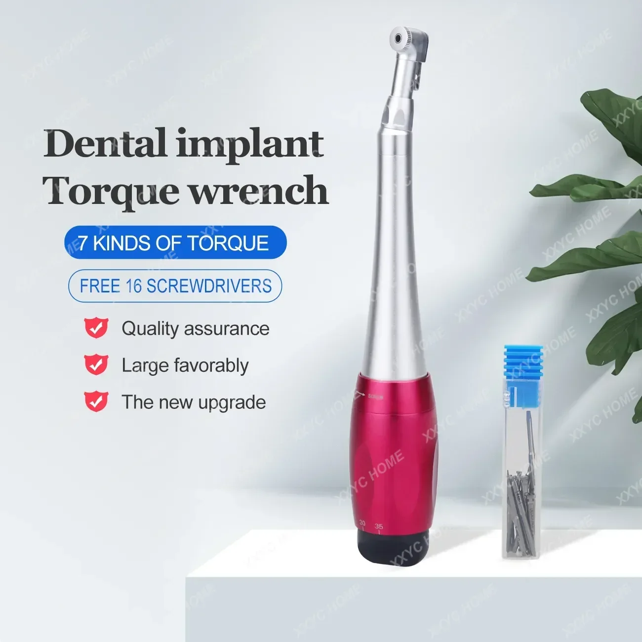 치과용 범용 임플란트 토크, 드라이버 렌치 포함, 치과 2.35mm 래치 헤드 핸드피스, 5-35 N.cm, 7 토크 레벨, 16 개