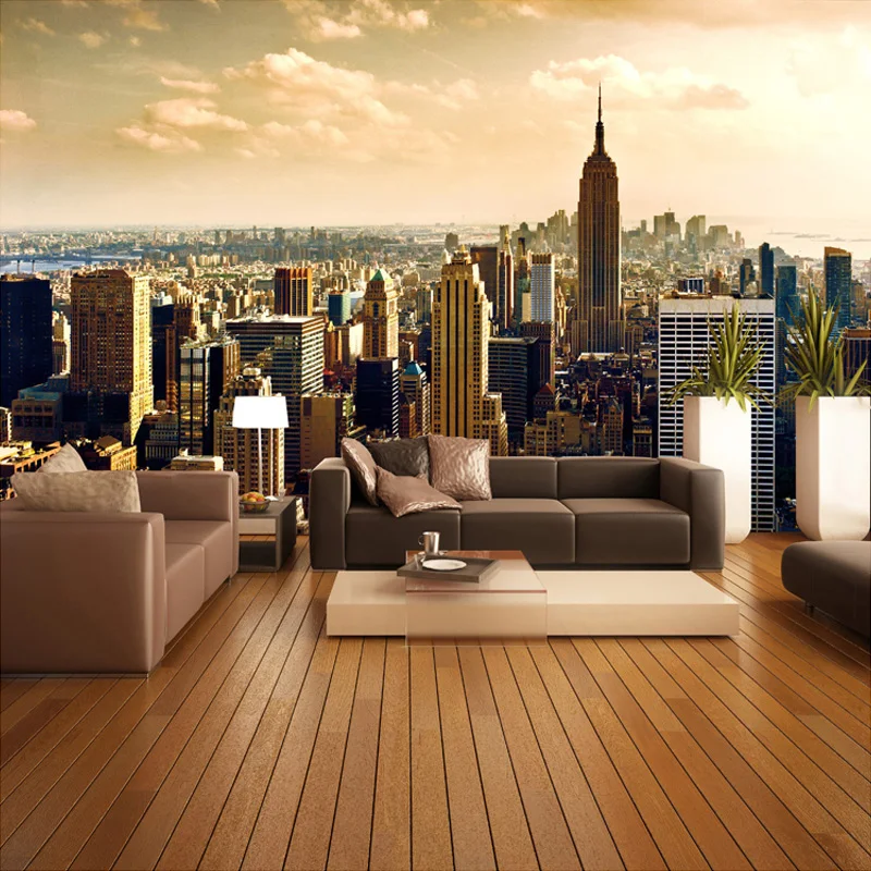 

Custom 3D Photo Wallpaper For Living Room Sofa TV Background Wall Mural Wallpaper City Building Wall Covering Paper Home Decor