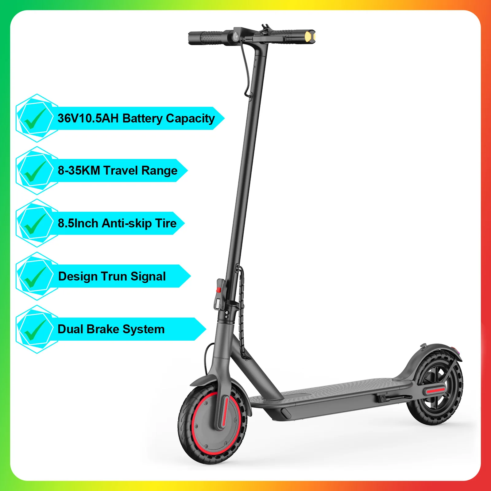 NIEUW 2026 JUICEASE S50 Elektrische Scooter met Richtingaanwijzer, Rood/Geel Motor, 36V10.5AH Capaciteit, 8.5 inch Opvouwbare Elektrische Step, 30KM Bereik, Smart APP Escooter