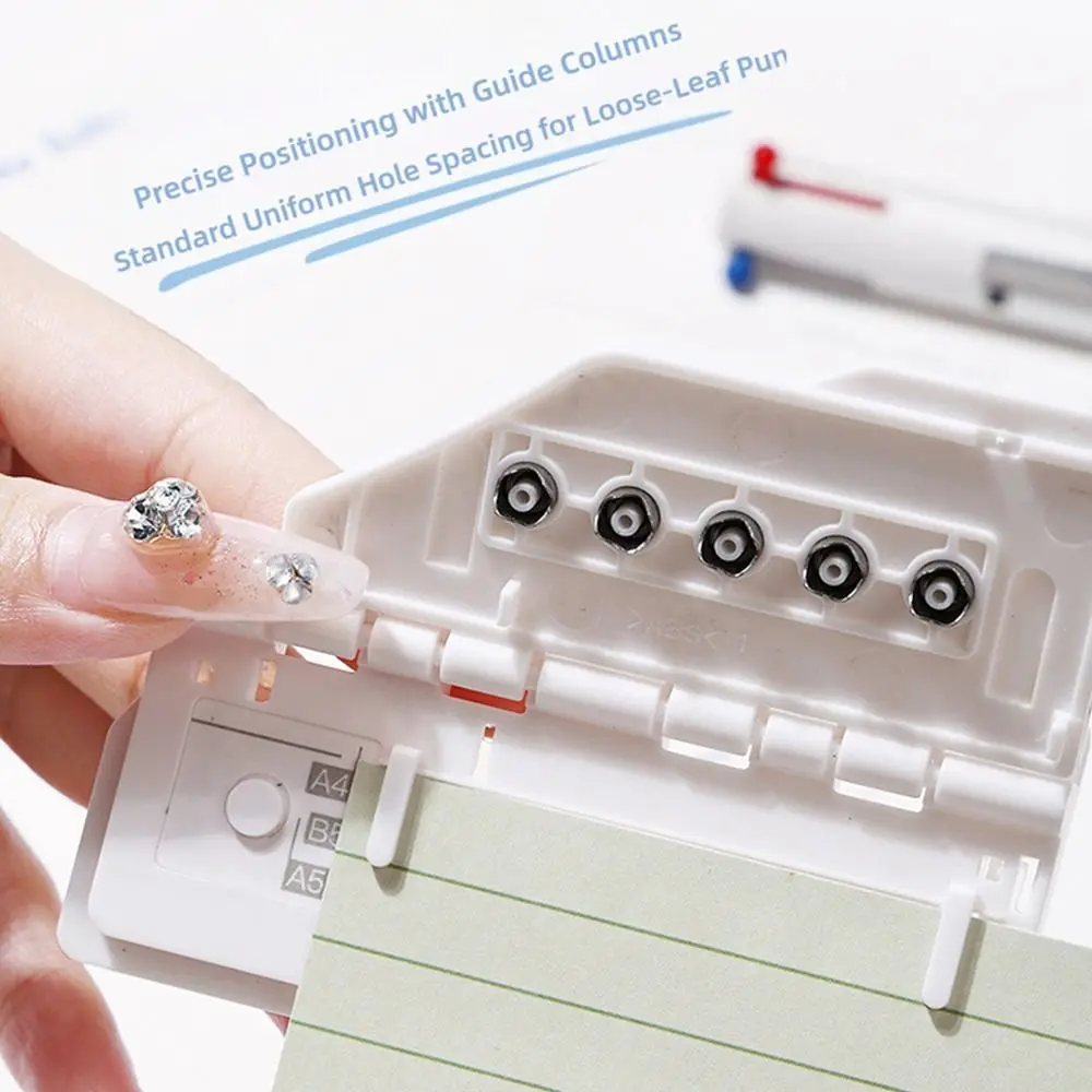 Multi-functional 5-Hole Paper Punch Machine Card Type Portable Hole Puncher A4/A5/B5 Paper Punching Loose-leaf Punch Students