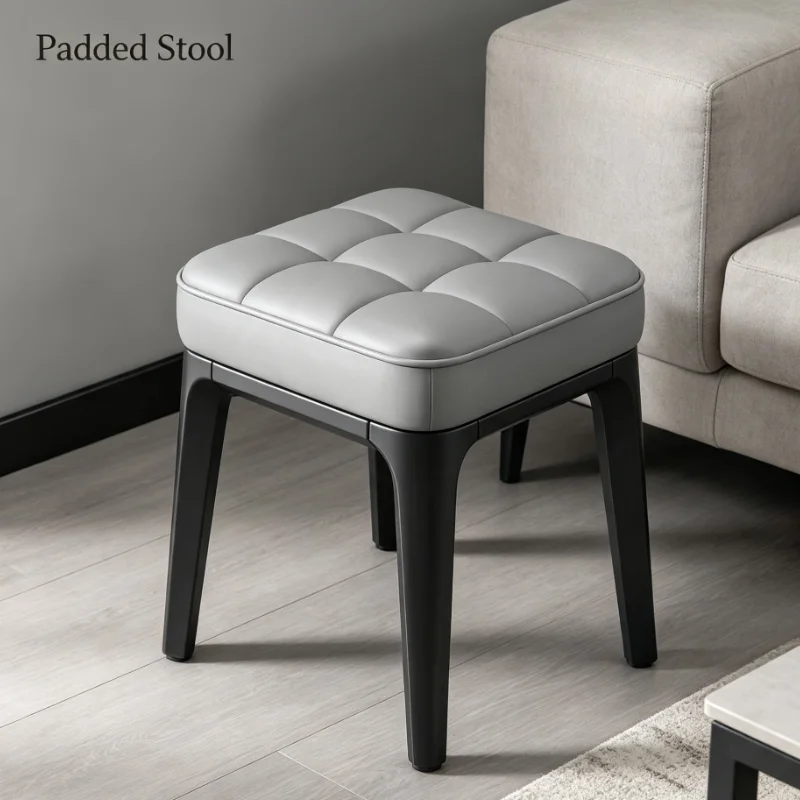 Square Tufted Ottoman Bench With Wooden Legs For Living Room Bedroom Entryway Extra Seating And Shoe Changing