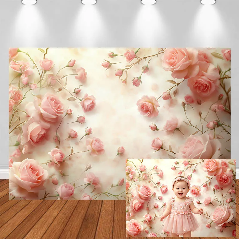 

LS Photography Background Chinese Style Full Screen Rose Decor Wedding Birthday Adult Portrait Photo Backdrop Studio