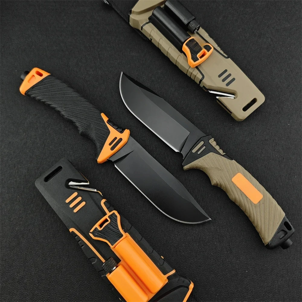 Outdoor Tactical Hunting Fixed Blade Knife 8Cr13Mov Blade Rubberized Handle Jungle Knife Self Defense Multi Tool with Sheath