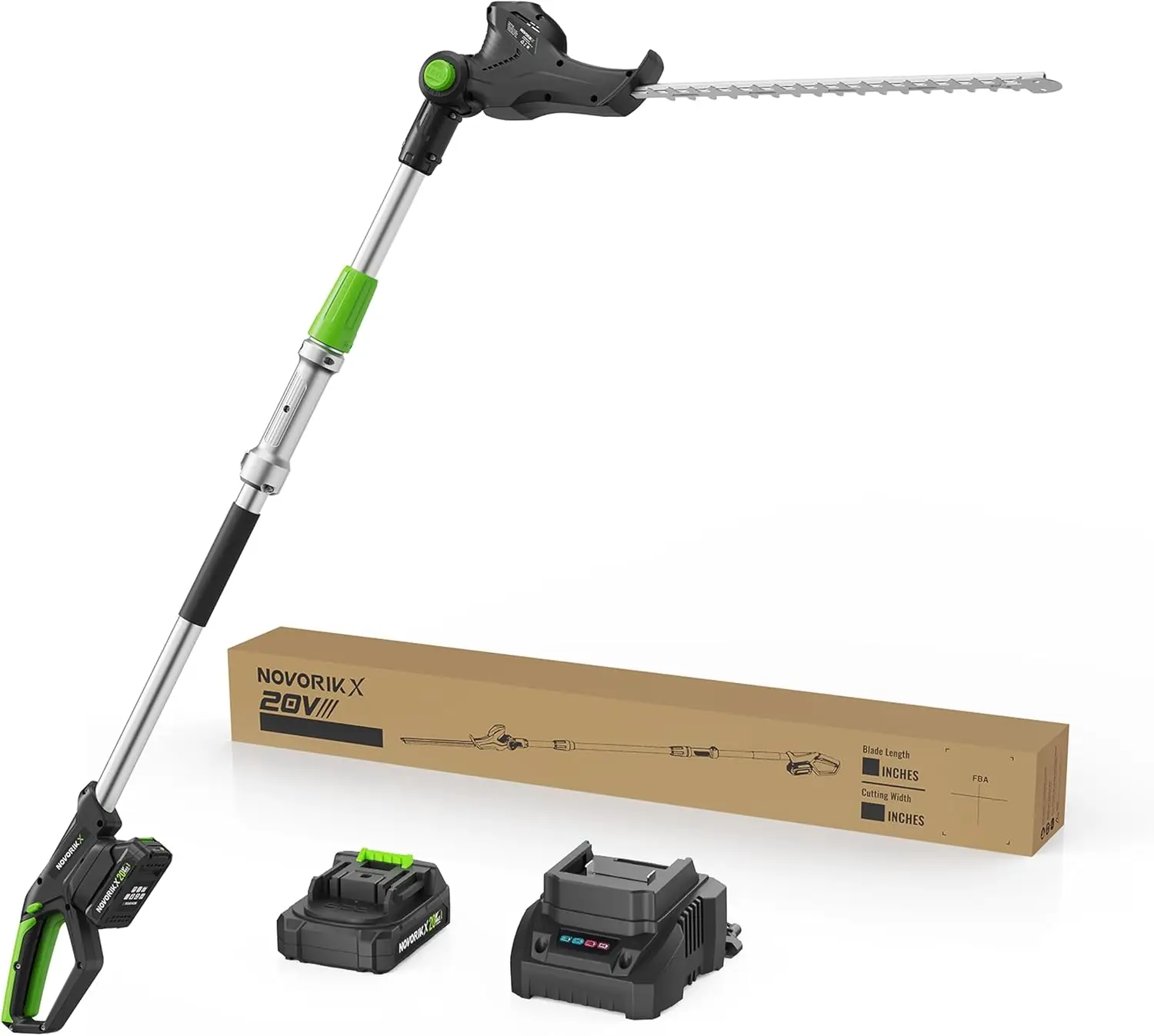 Pole Hedge Trimmer Cordless 20V With Battery Powered 20-Inch Electric Hedge Trimmers 15-FT Reach With Extension Pole Multiple