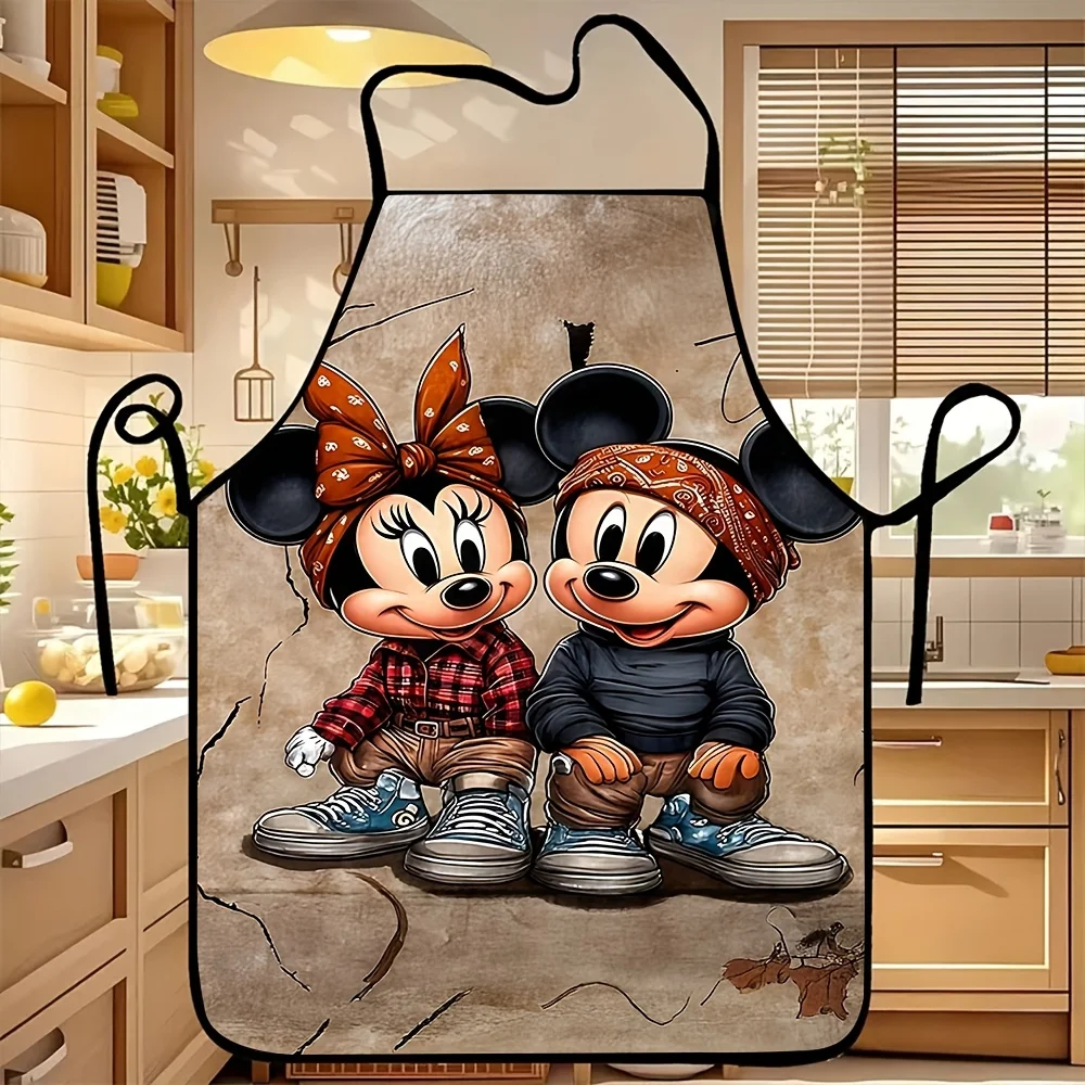 

1pc Mickey Minnie Mouse Hip-Hop Street Styl Apron,perfect for handmade crafting, baking, painting, kitchen, cleaning and cooking
