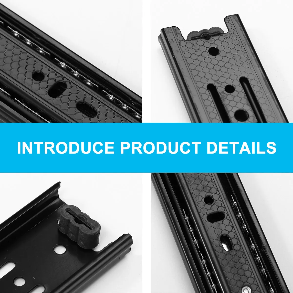 Three Rail Track Steel Ball Slide Rail Heavy Duty Drawer Slide Buffer Damping Furniture Close