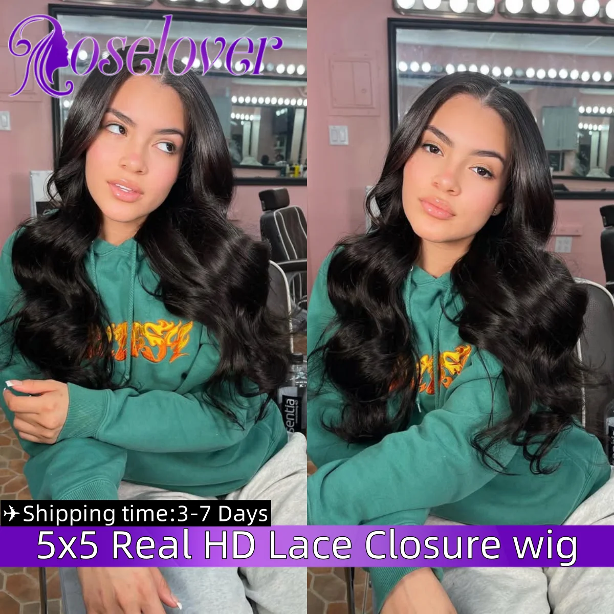 ROSE LOVER 5x5 Skinlike HD peluca con cierre de encaje hueso recto 250% densidad prearrancado usar para ir peluca sin pegamento cabello humano