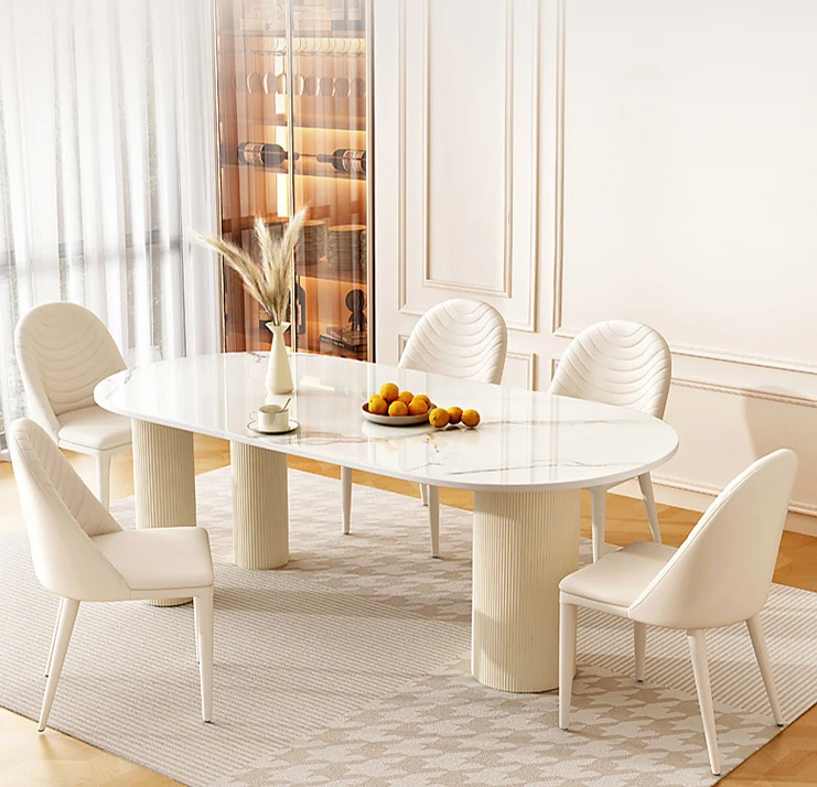 Solid wood dining table and chairs combination modern simple household small semi-guide dining table