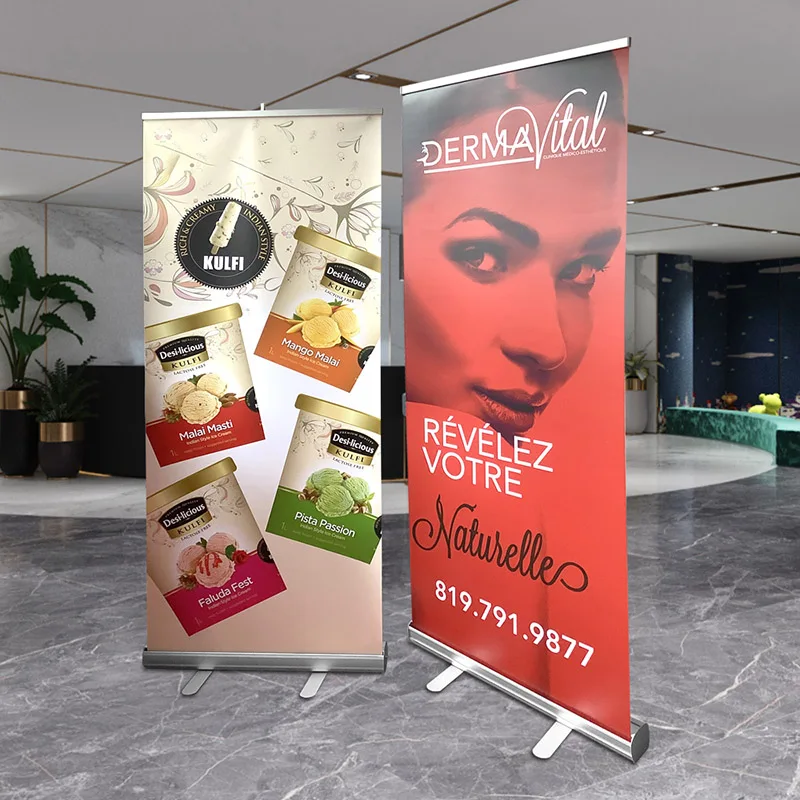 85*200cm Roll up Flex Banner Stand pop up Banner Display Stand with Printed Banner