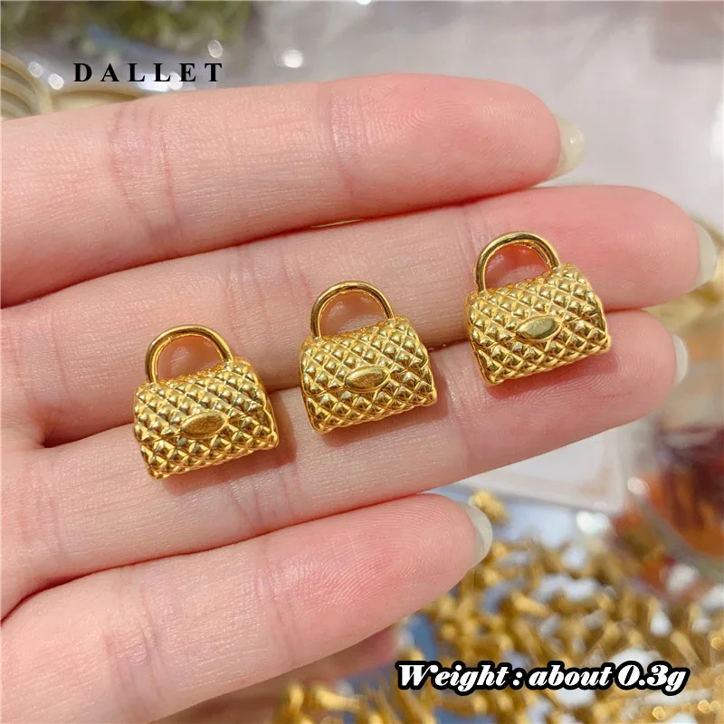 

DALLET Real 24K Genuine 999 Pure Gold Hand Bag Necklace Pendant For Woman Fashion Delicate Gift Unique Present Fine Jewelry