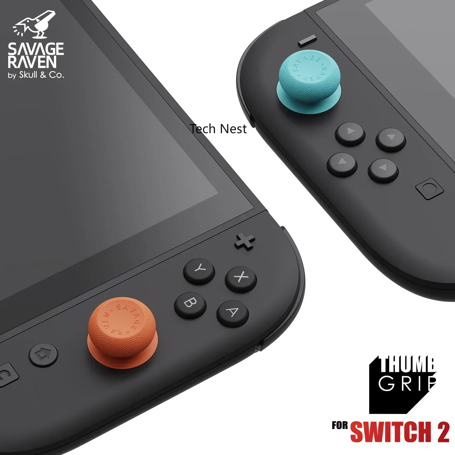 Savage Raven da Skull & Co. Conjunto de Grips para Joy-Con, Capas para Joysticks e Thumbsticks para Nintendo Switch 2 NS2 (6 PEÇAS/CONJUNTO)
