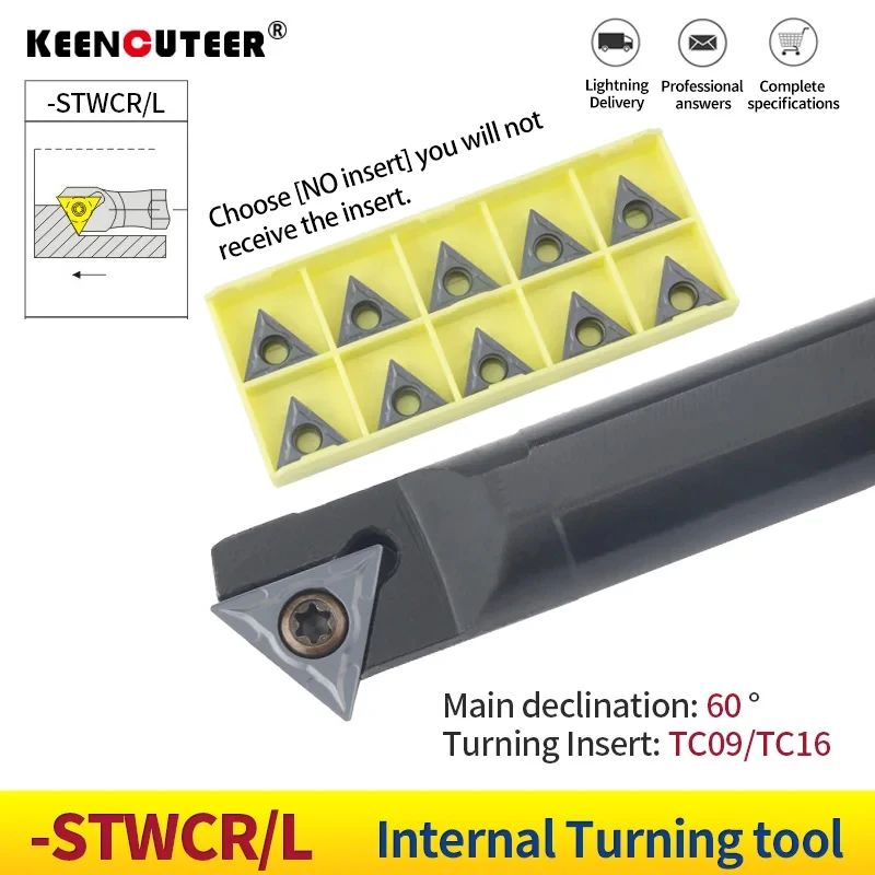 S08K-STWCR09 S25S-STWCR16 Inner Hole Turning Tools Machining Carbide Insert TCMT Internal Toolholders Boring Cutter CNC Lathe