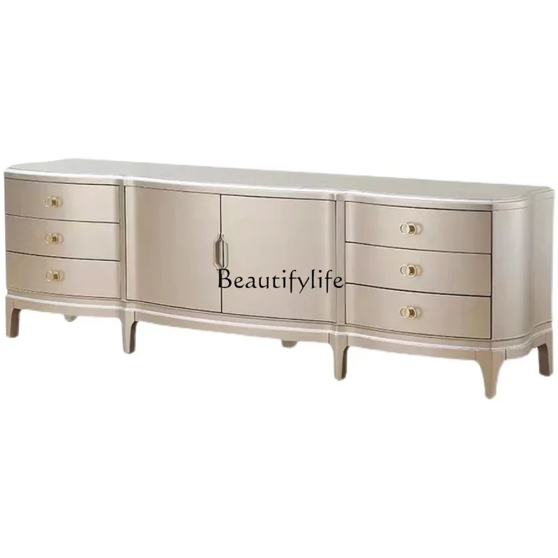 

ld 30American TV cabinet European light luxury solid wood champagne gold floor cabinet modern simple paint high-end locker