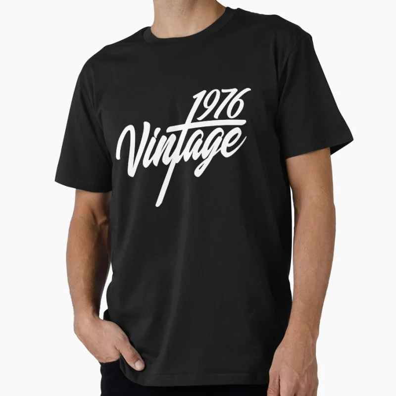 

70s Retro Born in 1976 vintage 50th birthday gift Gift T shirt Men's 100% cotton Short Sleeve Graphic clothes All size tee S-6XL