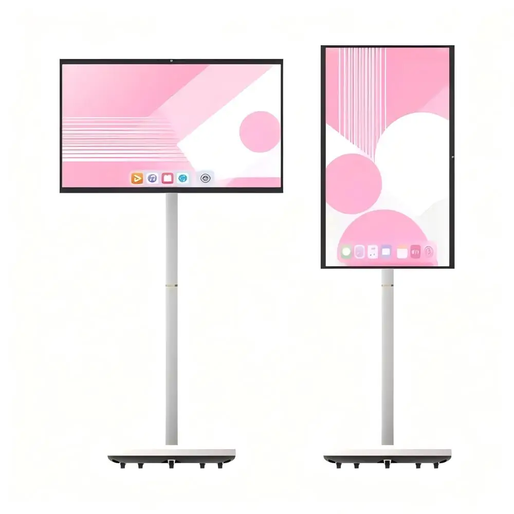 

Беспроводной портативный смарт-телевизор с сенсорным экраном 24, 27, 32 дюйма, ЖК-дисплей, интерактивный мобильный телевизор Android, большой электронный планшет на колесиках