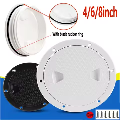 4" 6" 8" Round Hatch Cover White Deck Plate Non Slip Screw Out Deck Inspection Plate for Marine yacht Boat Accessories