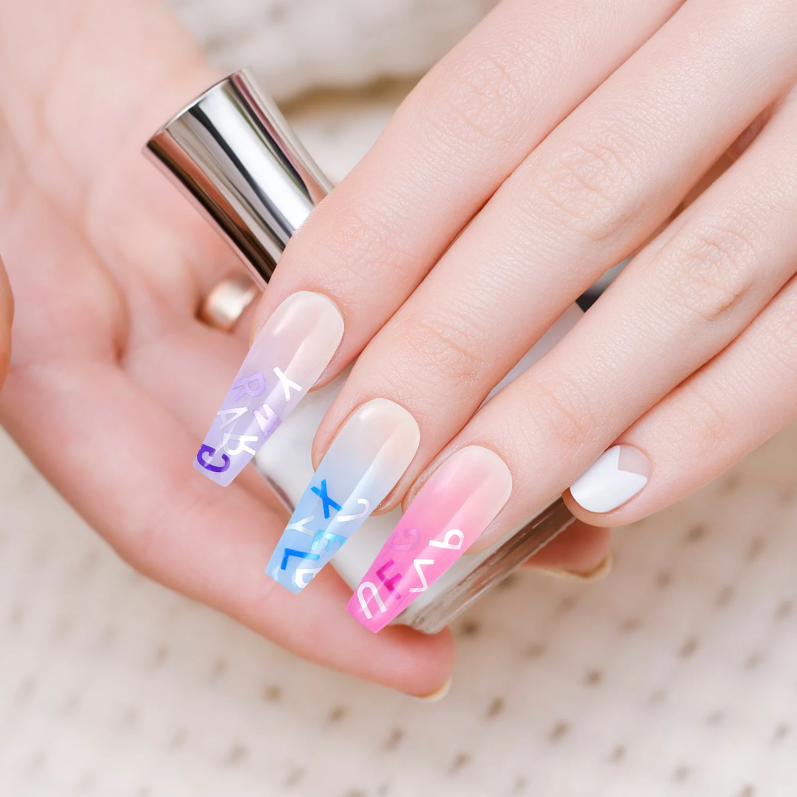 1 Box Letter Nail Sequins Nail Art Decoration Shiny Glitter Charms for DIY Manicure Party Wedding Makeup Letter Charms for Nails