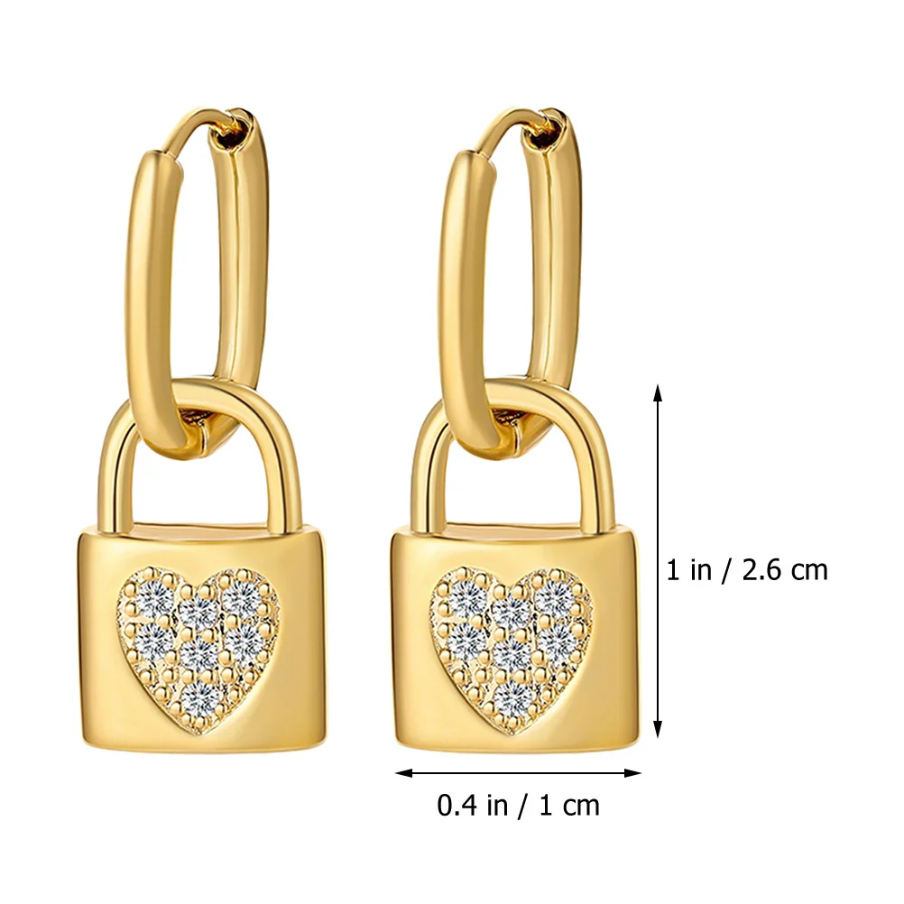 

1 Pair Elegant Love Lock Dangle Earrings For Women Fashion Copper Drop Hoop Jewelry Gift Trendy Ear Accessories