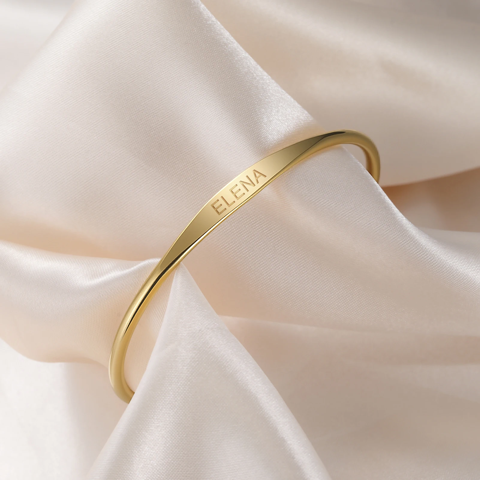Couple Name Engrave Flat Bar Open Cuff Bangle Custom Personalized Bracelet Gift for Her Him Women Men Stainless Steel Jewelry