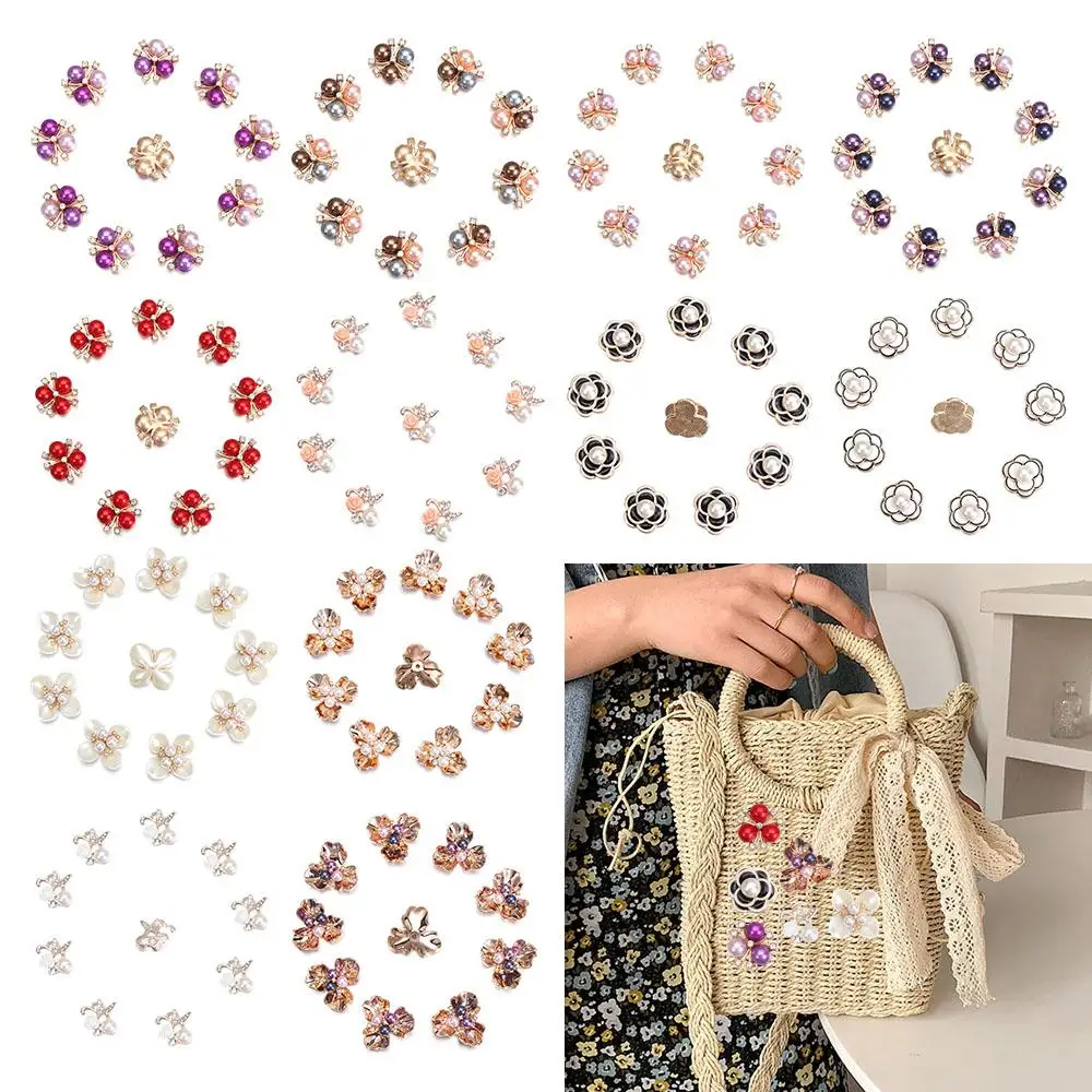 

10 PCs Tool DIY Flower Bow Accessories Garment Decorative Pearl Rhinestone Sewing Button Sparkling Crystal Scrapbooking