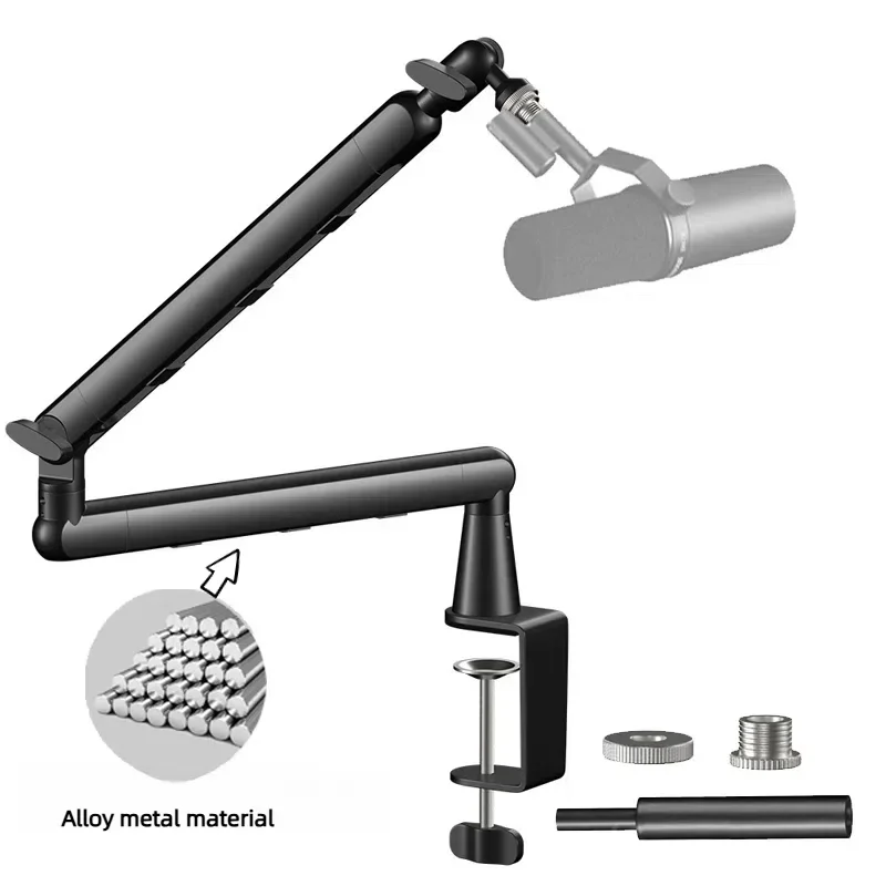 

360 Rotatable Microphone Stand Microphone Boom Arm with Desk Mount, Foldable Desk Mic Arm with 3/8 To 5/8 Inch Screw Adapter