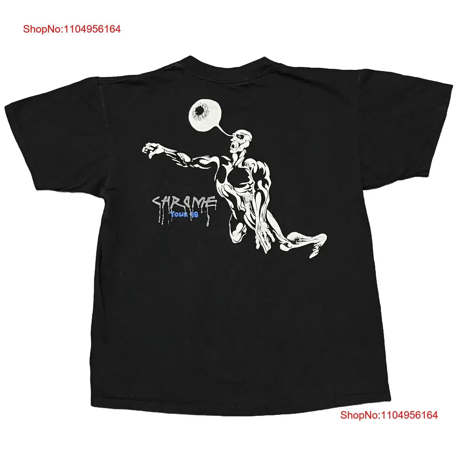 تي شيرت عتيق من الكروم باند 90s تي شيرت نفسي للتلفزيون بوست بانك كاباريه فولتير المقيمين شعيرات خمر مغسولة