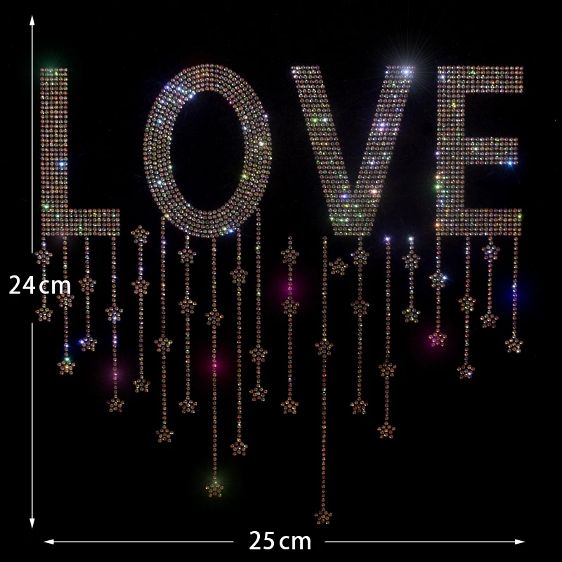 

High-quality rhinestone rhinestone with creative "LOVE" letters ironed on T-shirts, jeans, hoodies and clothing accessories